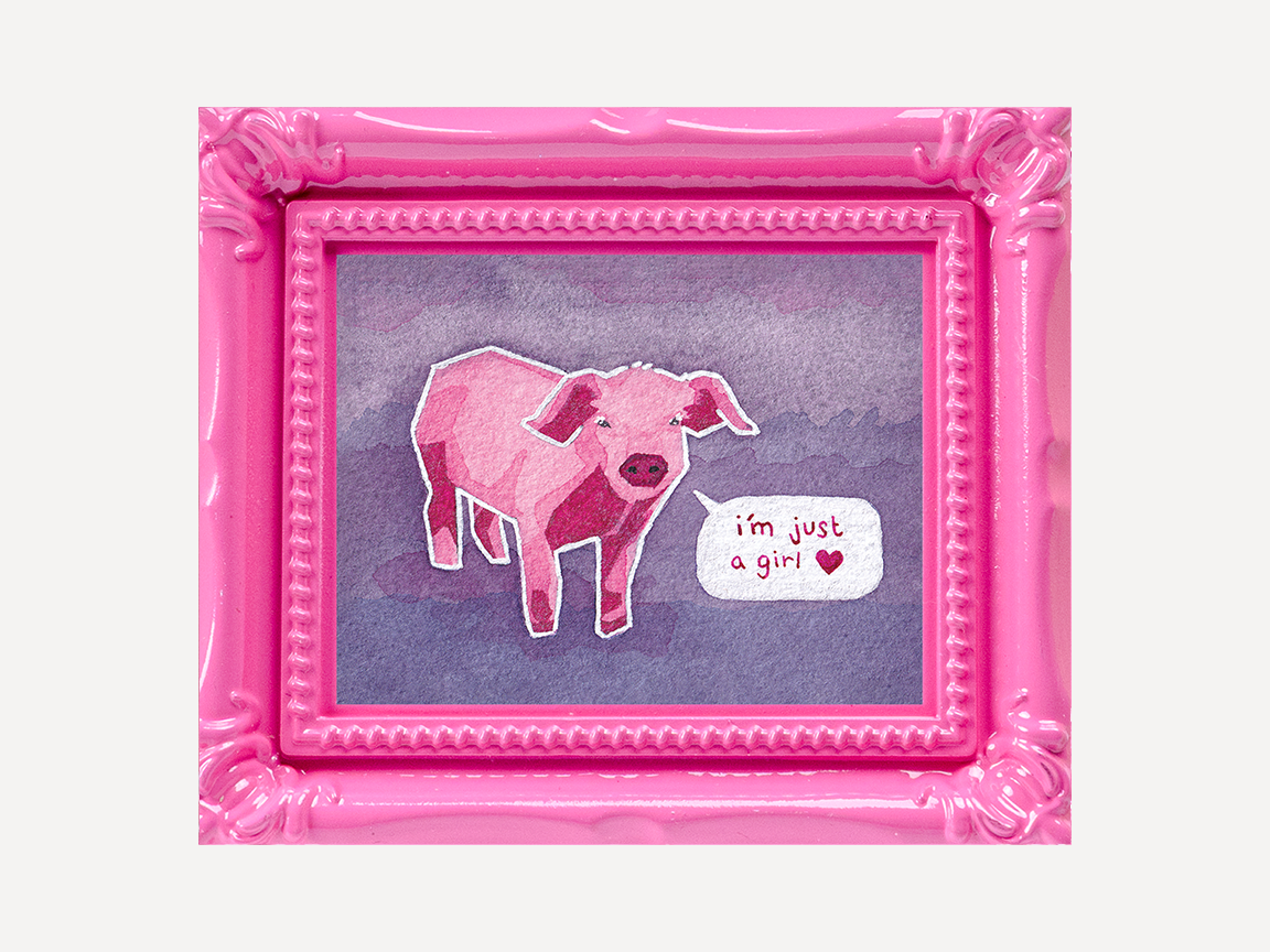 Just a Girl Pig Watercolor Print