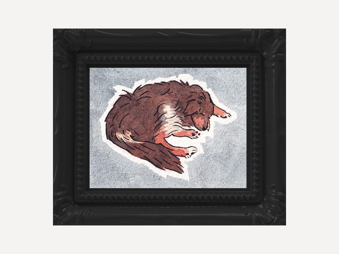 Laying Dog Watercolor Print