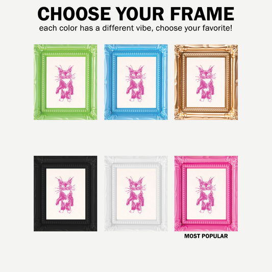 Crazy Pink Cat Mini Art Print