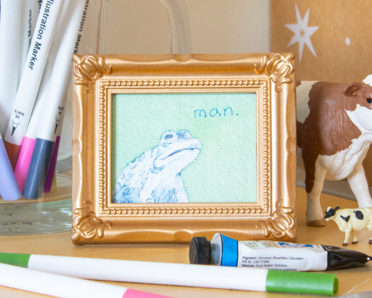 Man Frog Mini Watercolor Print