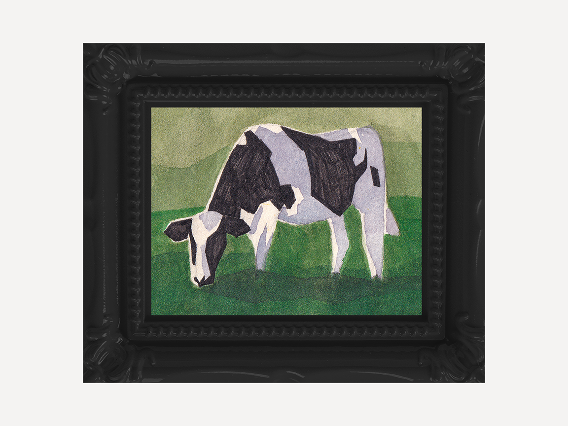 Geometric Cow Mini Watercolor Print