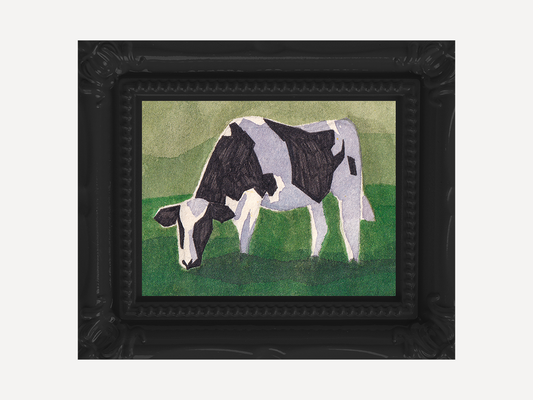 Geometric Cow Mini Watercolor Print