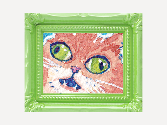 Crazy Orange Cat Mini Watercolor Print