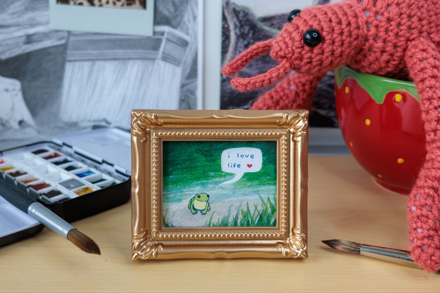 I Love Life Frog Mini Watercolor Print