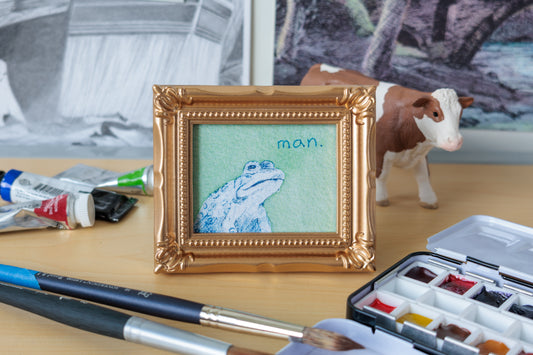 Man Frog Mini Watercolor Print