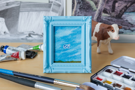 Flying Cow Mini Watercolor Print