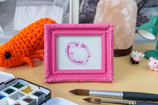 Lazy Pink Cat Mini Art Print