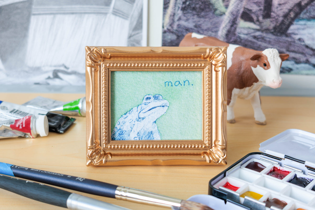 Man Frog Mini Watercolor Print
