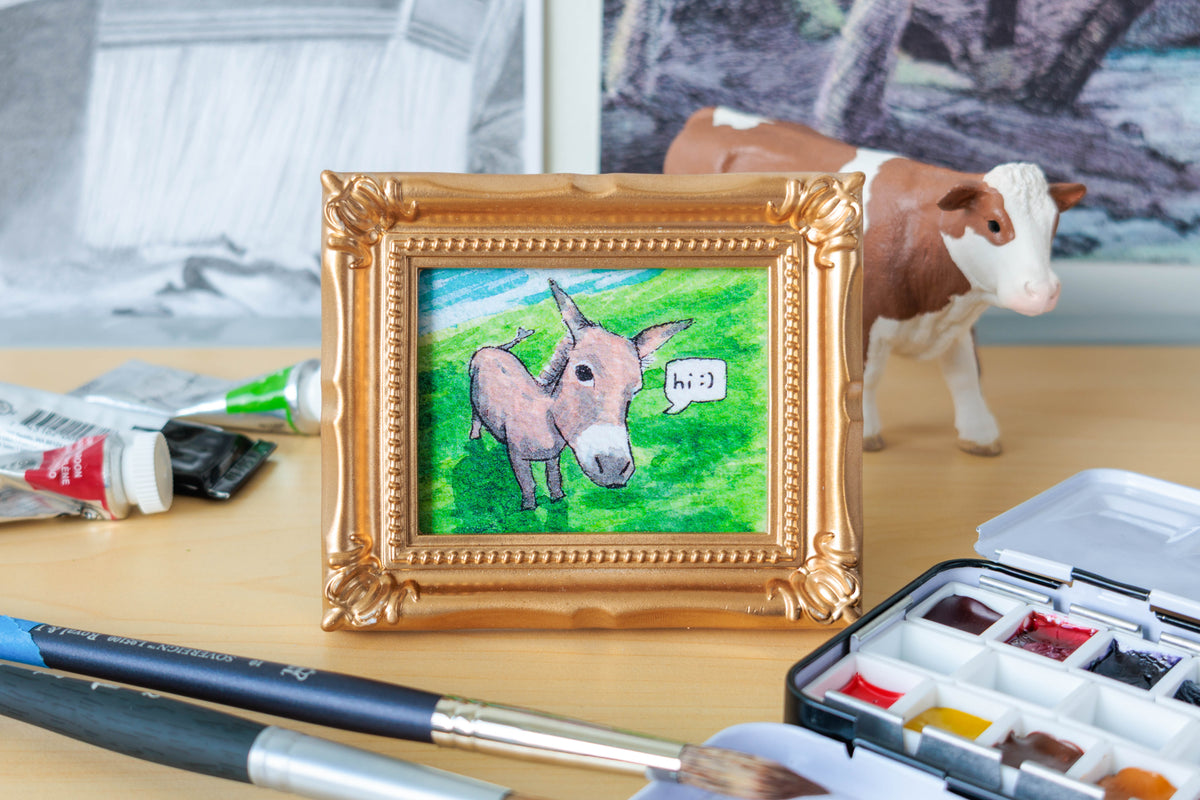 Hi Donkey Mini Watercolor Print