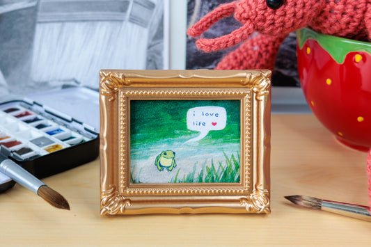 I Love Life Frog Mini Watercolor Print