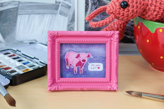 Just a Girl Pig Watercolor Print