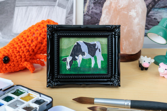 Geometric Cow Mini Watercolor Print