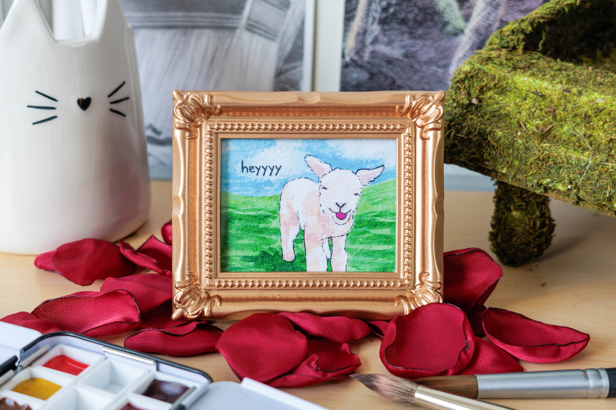 Heyyyy Lamb Mini Watercolor Print