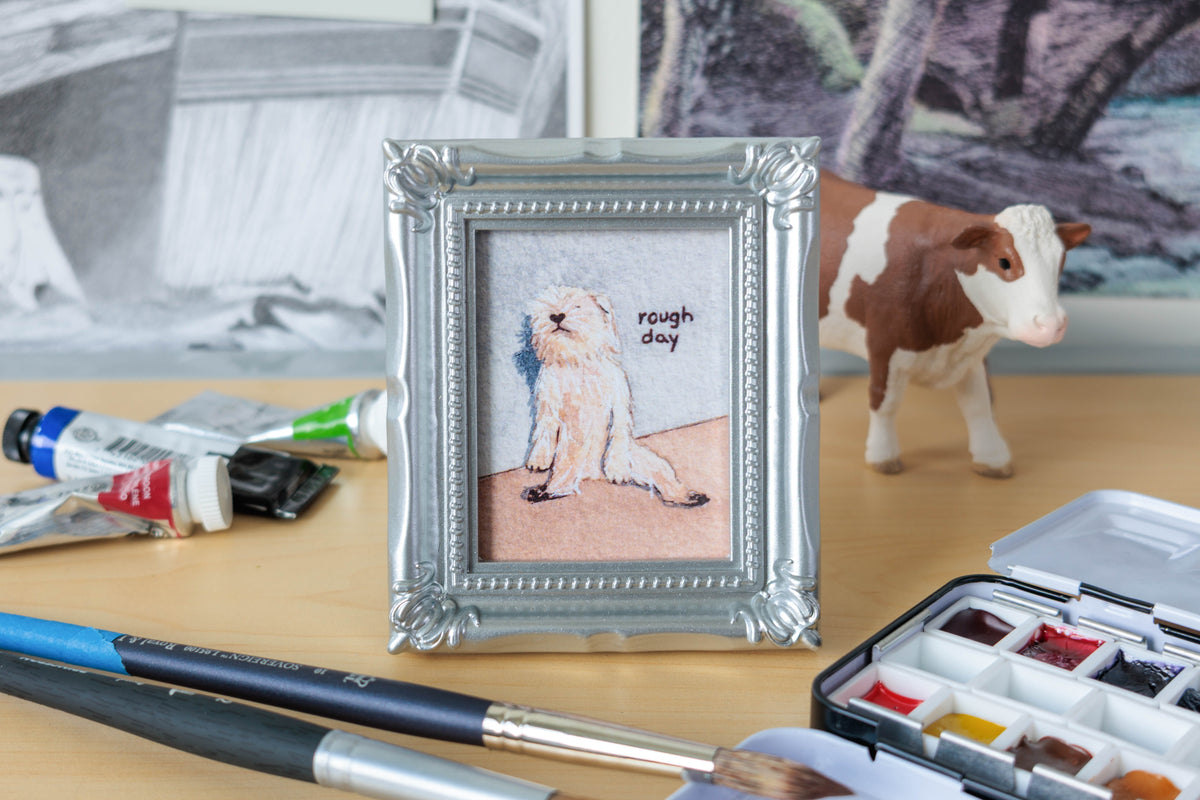 Rough Day Dog Mini Watercolor Print