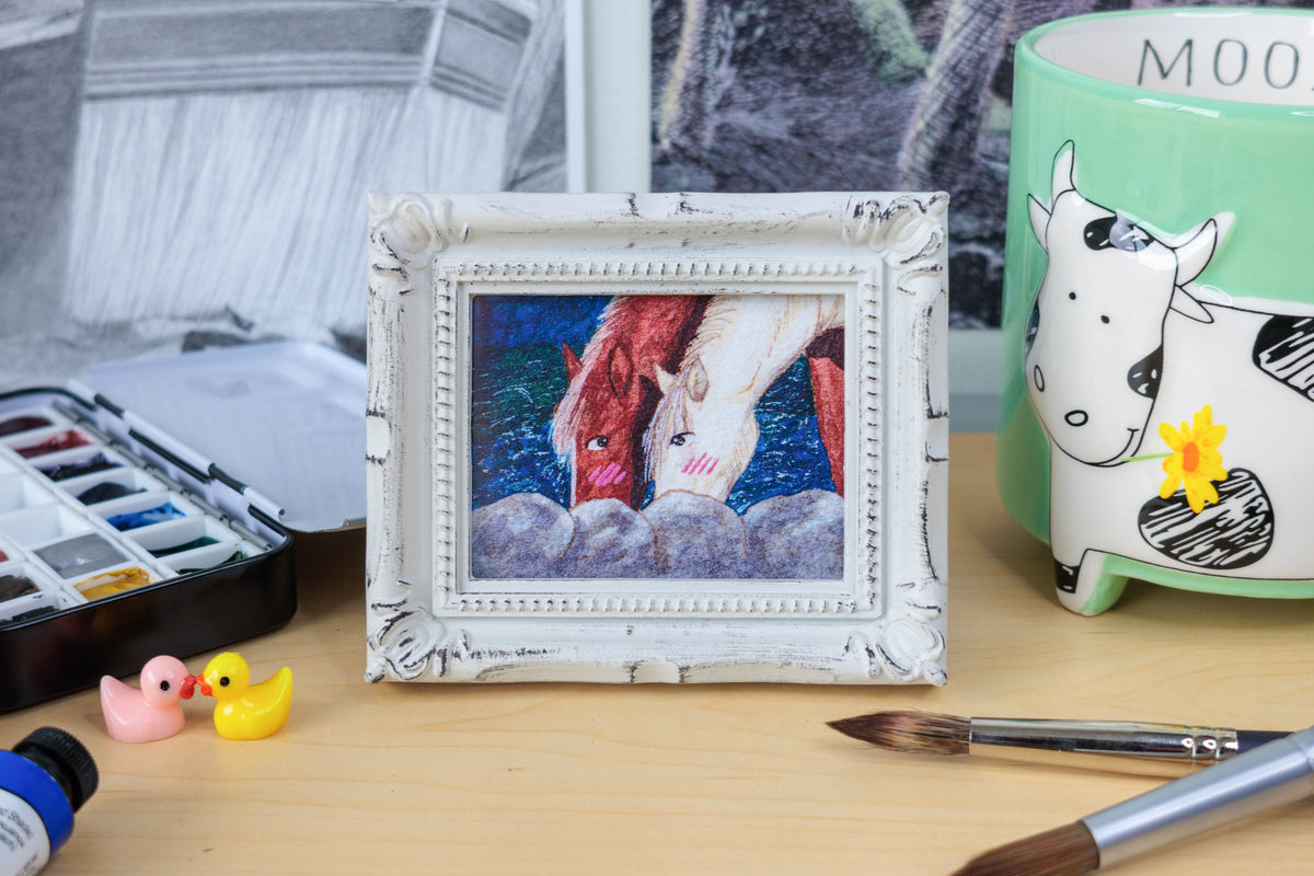 Blushing Horses Mini Watercolor Print