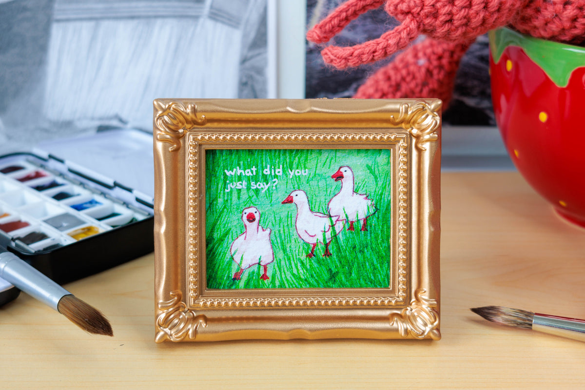 What Did You Just Say? Geese Mini Watercolor Print
