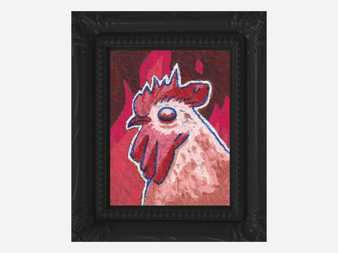 Fire Chicken Watercolor Print