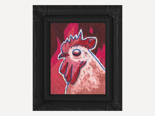 Fire Chicken Watercolor Print