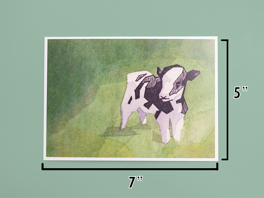 Geometric Calf Watercolor Art Print 5x7