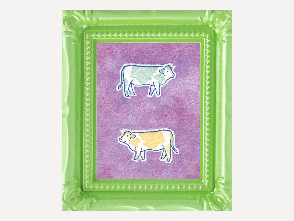 Twin Cows Watercolor Print