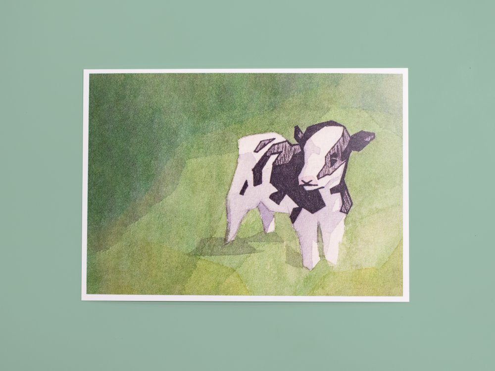 Geometric Calf Watercolor Art Print 5x7