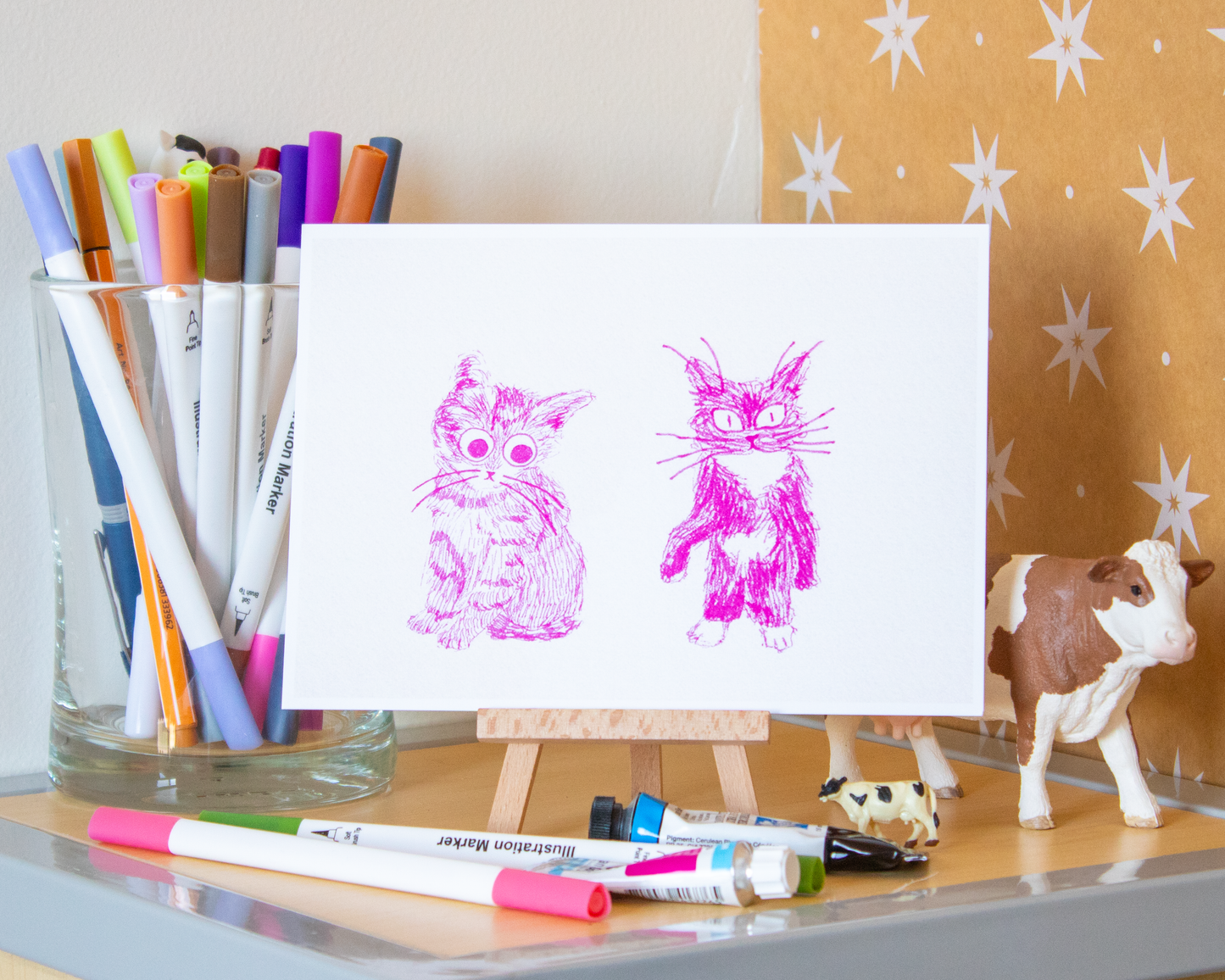 Two Cats Art Print 5x7