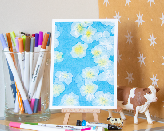 Blue Flowers Art Print 5x7