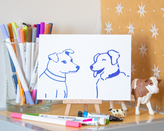 Two Dogs Art Print 5x7